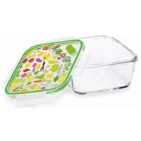 Snips SnipsLock Glass Contenitore per Alimenti in Vetro Quadrato da 0.80 Litri Coperchio Decorato