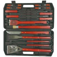 Sandrigarden Set per Barbecue 18 Pezzi Acciaio Inox e Legno in Valigetta