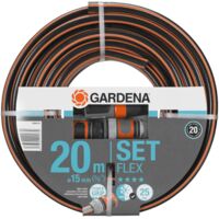GARDENA Set tubo acqua da giardino Comfort FLEX 20m, 15mm (5/8") lancia e raccordi, per irrigazione e giardinaggio (18044-26)