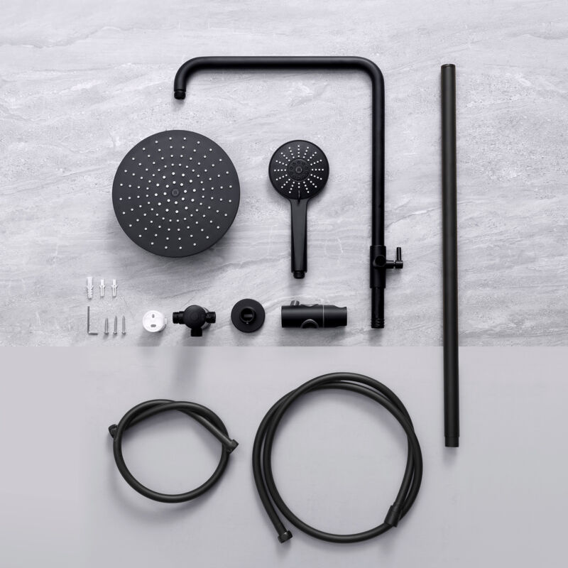 Schwarzes Duschsystem Mit Regenduschkopf & Handbrause – Wandmontage, Hochdruck, 10 Zoll | Mattschwarz, Inkl. Ventil
