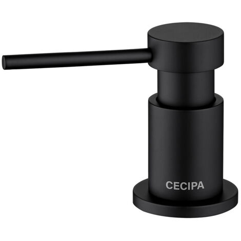 Cecipa Küchenseifenspender mit 300-ml-Behälter + 1,25 m Silikon-Verlängerungsschlauch – Unterbau-Seifenspender für Spülbecken – Schwarz