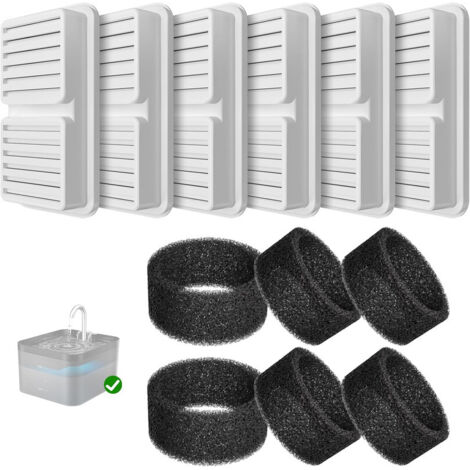 Balimo Filter für Katzenbrunnen, 6 Stück Filter + 6 Stück Schaumstofffilter für Trinkbrunnen für Katze