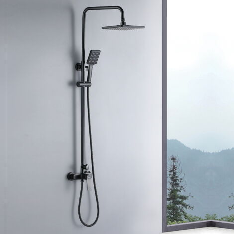 Aolemi Decken-Duschsystem – 12 Zoll Regendusche & Handbrause, Mattschwarz, Messing, Hochdruck