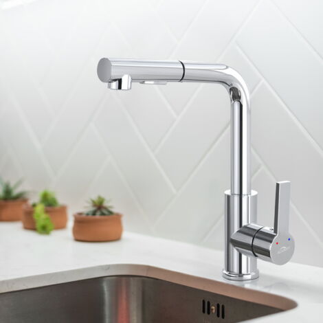 Auralum Küche - Spültischarmatur ausziehbarer Küchenwasserhahn mit 360° Schwenkbereich Hochdruck Küchenarmatur Spülbecken Wasserhahn in elegant Design (1/5)
