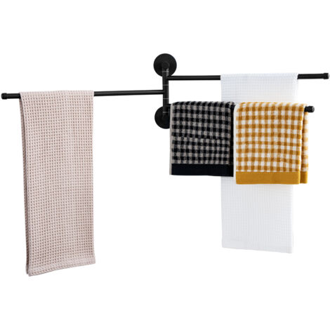 Auralum Max Edelstahl Handtuchhalter Bad Schwenkbar 3-armige Handtuchstange Wandmontage, 40 CM Handtuchhalter für Küche, WC, Garderobe und Bad, Schwarz