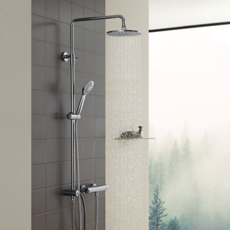 Duschsystem Trennbar, Chrom Badewannenarmatur Duscharmatur Dusche 3 Funktion Handbrause, Edelstahl Duschstange Regendusche für Bad/Badewanne, keinen Wasserhahn