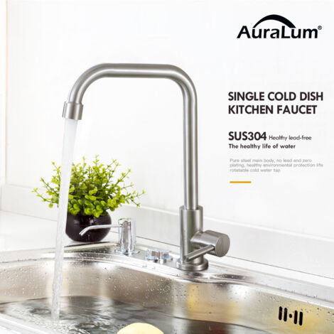 Auralum Kalt Küche Wasserhahn 360° Drehbar Küchenarmatur Spültischarmatur Einhandmischer Mischbatterie