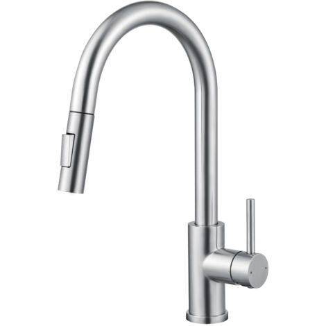 CECIPA MAX Küchenarmatur Wasserhahn Küche mit ausziehbar Brause, 360° Drehbar Spültischarmatur Küche, Wasserhahn für Küchenspüle, Gebürstet