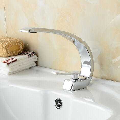 Auralum Waschtischarmatur Wasserhahn Chrom Bad Armatur Einhebelmischer Mischbatterie Waschbeckenarmatur für Badezimmer Waschbecken