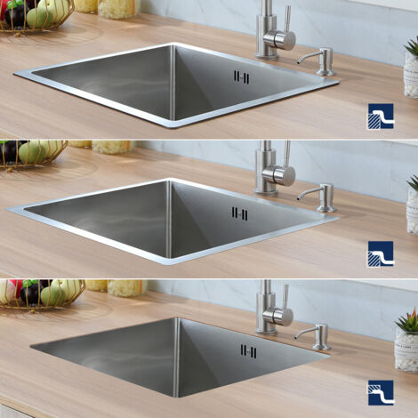 Beslend Küchenspüle Edelstahl Aufsatzmontage – 83 X 55 Cm, 16 Gauge, Einzelbecken 25,4 Cm Tief, Mit Arbeitsplatz