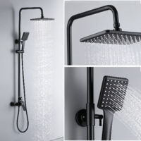 Auralum Regendusche Duschsystem Regenduschset Klassisches Schwarz inkl. Kopfbrause Handbrause Höhenverstellbar Duschset für Bad