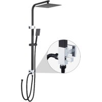 Aolemi Duschsystem 2-in-1 – Regendusche & Handbrause, 8 Einstellungen, Mattschwarz, Mit Druckventil