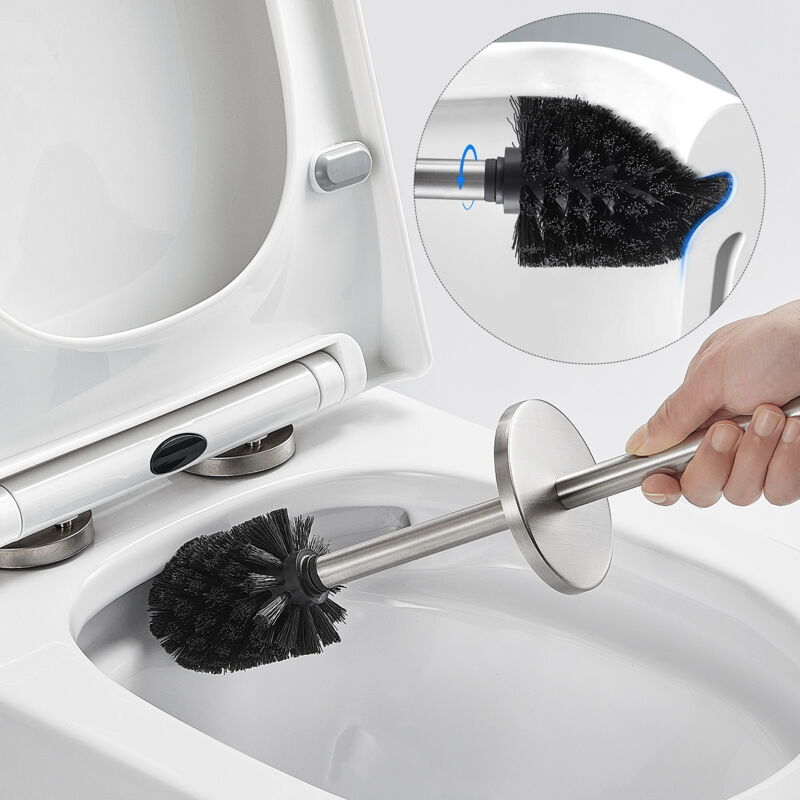 Scopino Per WC AstraLoom 4 Pezzi – Set Con Manico In Acciaio Inox E 3 Testine Sostituibili, Bianco, Setole Dure Per Pulizia Profonda, Diametro 7,5 Cm