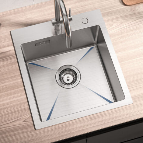 Cecipa Lavello Cucina 1 Vasca 40×45 cm Lavello in Acciaio Inox 304 Filotop o Montaggio Ad Incasso Ad Almeno 40 cm dal Fondo Del Mobile