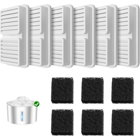 Set di 12 filtri per fontanelle per gatti: include 6 filtri a carbone attivo + 6 filtri in schiuma. Filtro per fontanelle per gatti da 2,2 l. Garantisce acqua pulita e fresca al tuo gatto