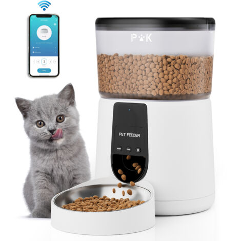 Alimentatore automatico per animali domestici Wi-Fi da 4 litri, interazione vocale, intelligente, bianco