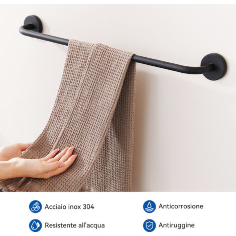 Relaxdays Portasciugamani Adesivo da Parete, Senza Fori, Asta 36 cm, in Acciaio Inox Relaxdays Portasciugamani Adesivo da Parete, Senza Fori, Asta 36 cm, in Acciaio Inox