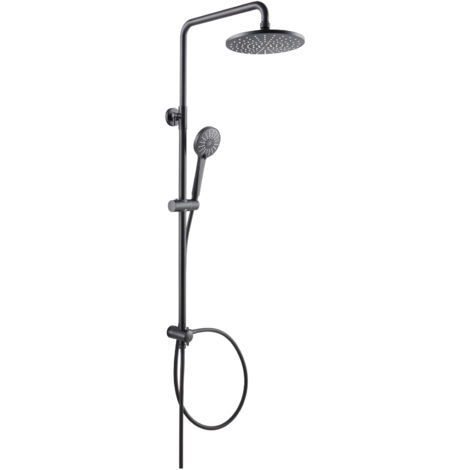 CECIPA Sistema Doccia Colonna Doccia a Cascata Nera con Doccetta a 3 Funzioni Set Doccia in Acciaio Inox Doccia a Pioggia (Senza Rubinetteria)