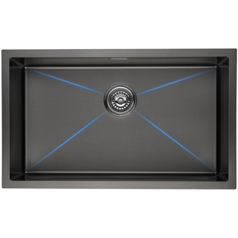 Lavello da Cucina in Acciaio Inox 74x44cm Lavello Incasso 1 vasca Lavandino Cucina con Troppopieno e Sifone, Senza Piombo, Protezione Ambientale