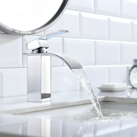 CECIPA Rubinetto Bagno Cascata Chrome, Miscelatore a Cascata Rubinetto Lavabo Bagno Miscelatore Monocomando da Lavandino Bagno