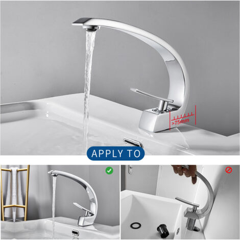Rubinetto Moderno Per Bagno A Cascata, Rubinetto Per Lavabo A Cascata Dal Design Elegante Miscelatore Per Bagno In Ottone Acqua Calda E Fredda Disponibile Rubinetto A Cascata Cromato G 38 86976611