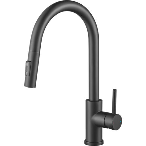 Rubinetto da cucina CECIPA MAX con doccetta estraibile, rubinetto per lavello da cucina girevole a 360°, rubinetto per lavello da cucina, nero