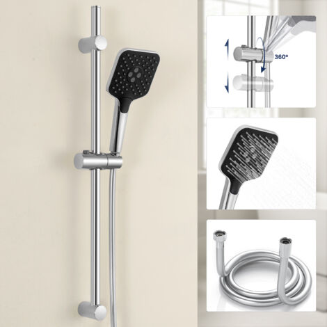 LONHEO MAX asta doccia con doccetta con 3 tipi di getto Doccetta Set doccia regolabile Sistema doccia in acciaio inox cromato (1/5)