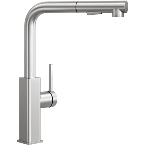 CECIPA MAX Rubinetto da cucina, spazzolato, rubinetto per lavello estraibile con doppia modalità di getto, bocca alta, rubinetto girevole a 360°, miscelatore in acciaio inox