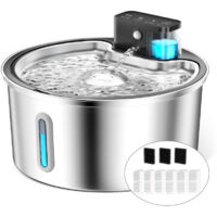 Fontanella per gatti wireless con rilevatore di movimento, batteria da 4200 mAh, fontanella in acciaio inossidabile da 3,2 l per gatti con pompa dell'acqua silenziosa, LED, con 6 filtri a carbone atti