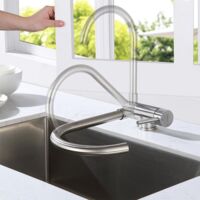 Lonheo Rubinetto Cucina Pieghevole Girevole a 360 in Acciaio Inox Spazzolato Miscelatore Lavello per Sottofinestra con L'aeratore removibile per Acqua Fredda e Calda