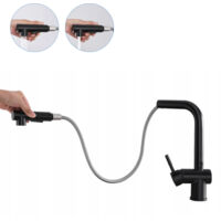Rubinetto da Cucina Girevole a 360 con Doccetta Estraibile 40cm in Acciaio Inossidabile 7-Form Miscelatore Monocomando per Lavello con gorgogliatore removibile