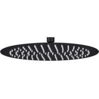 DERW Max Soffione doccia Rain (25 cm), soffione doccia rotondo in acciaio inox, autopulente, nero