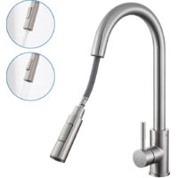 Estraibile Rubinetto Cucina in Acciaio inox, Rubinetto da Cucina con Doccetta Estraibile fino a 50CM con Adattatori rimovibili, Girevole a 360°Miscelatore monocomando per lavello