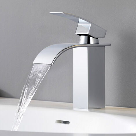 CECIPA MAX Grifo de baño, grifo mezclador de cascada, grifo de baño, mezclador monomando para lavabo, mezclador de lavabo para baño, cromado (1/5)
