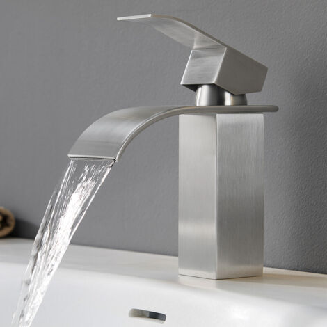 CECIPA MAX Grifo de baño, grifo mezclador de cascada, grifo de baño, mezclador monomando para lavabo, mezclador de lavabo para baño, lavabo cepillado
