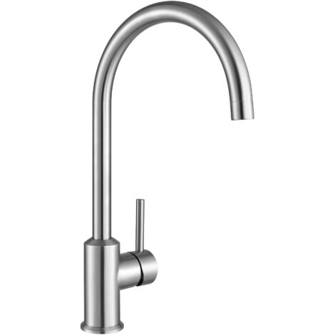 Cecipa Grifo de cocina cromo de acero inoxidable cepillado 304, rango de giro de 360°, alta presión, grifo monomando para fregadero(Cromo) (1/5)