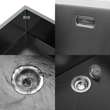 QUADRON Fregadero De Un Seno Moderno Acero Inoxidable Tamaño 50 Cm Color Satin Louis Cocina Desaguee Incluido Encaja En Mueble Al Menos 2150756953