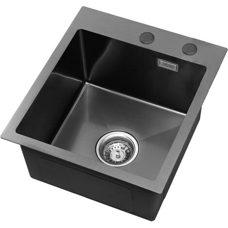 CECIPA Fregadero de cocina Fregadero de acero inoxidable 40 x 45 cm fregadero encastrable negro, 2 colores disponibles