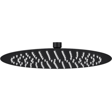 DERW Max Ducha de lluvia (8 pulgadas), redonda de acero inoxidable, autolimpiable, negra (1/5)