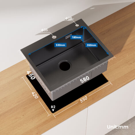Fregadero Moderno De Cocina De Doble Tazón, Fregadero De Acero Inoxidable De 28.3 X 15.7 Pulgadas, Color Negro, Para Instalación Bajo Montaje/caída, Con Nano Revestimiento, Grifo Extraíble, Juego De