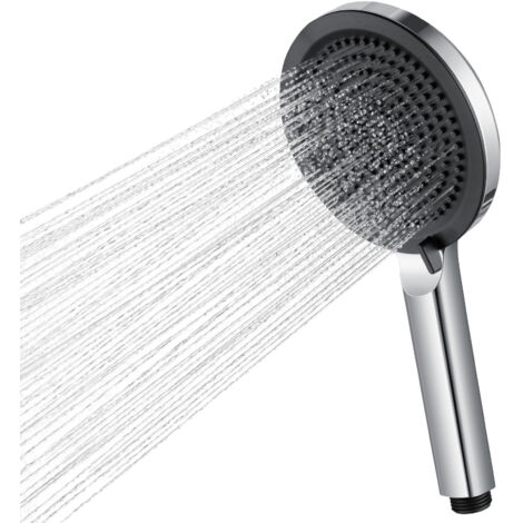 DERW MAX Duchas, teleducha con 4 modos de chorro, ducha fija de 127 mm, fácil de limpiar - Cromo + Negro (1/4)