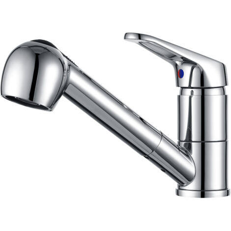 Grifo de Cocina Extraíble Cromado, Auralum Grifo de Fregadero Giratorio a 360º Grifo Cocina con ducha extraíble 70cm, Monomando Grifería de Mezclador con 2 modos de Rociador (1/5)