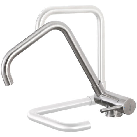 Lonheo Grifo de Cocina Plegable de Acero Inoxidable Cepillado, Grifo Cocina Abatible Plegable 90 / Giratorio 360,  Fregaderos Monomando de cocina para Ventana, 7-Form