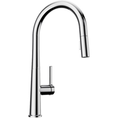 Grifo de cocina extraíble con 2 modos de chorro, grifo de alta presión de acero inoxidable, grifo mezclador giratorio de 360°, cromo (1/5)