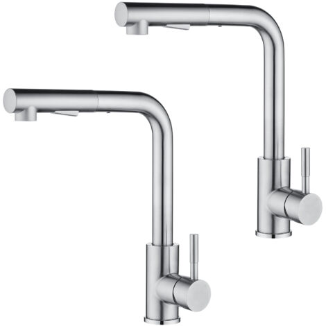2PCS Cecipa Grifos de cocina extraíbles de 360 ​​grados con ducha, grifo de cocina, mezclador de cocina de 2 funciones, mezclador de cocina monomando