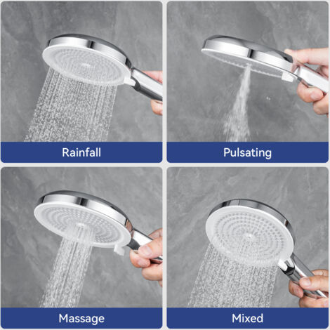 Bächlein Ducha Universal - Ducha Con 3 Tipos De Chorro, Fácil De Cambiar Con Un Práctico Pulsador - Cabezal De Ducha Angular Negro Mate - Ducha Manual Con Dimensión De Conexión Estándar