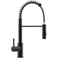 Anycee Max Grifo mezclador de cocina Spring con rociador extraíble, grifo mezclador de resorte con 2 funciones, grifo rociador de fregadero giratorio 360° negro