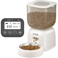 Dispensador automático de comida para gatos PUPPY KITTY PRO 3L, duración de la batería de hasta 180 días, programa de alimentación personalizado, grabación de voz de 10 segundos, color blanco