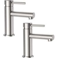 2X Cecipa Grifo de Lavabo Cepillado - Mezclador Monomando de Lavabo para Agua Fría y Caliente