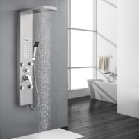 Sistema de panel de ducha Panel de ducha de acero inoxidable con 4 chorros de masaje, ducha de lluvia, teleducha, sistema de ducha sin termostato, columna de ducha, set de ducha